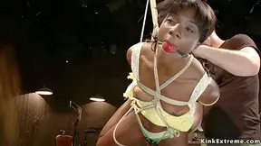 Ana Foxxx In Slender Gagged Ebony Slave In Rope Bondage