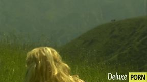 Cowboy's flaxen-haired college-aged MILF gives blowjob and rides hard