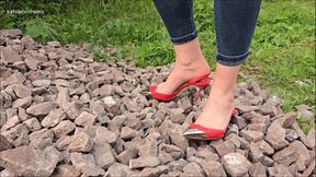 Designer Red Slingbacks Complete Destruction and Burning