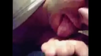 guy plays with his own cum