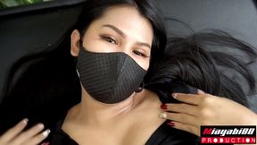 Creampied fuck sexy Thai Asian black mask licking her pussy then fuck her hard