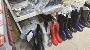 Sexy and shiny red rubber rain boots 4K