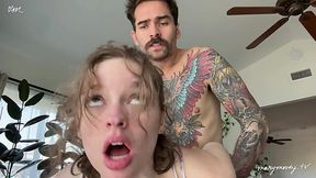 Curly teen fucked and fingered into shaking orgasm - Amateur