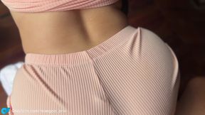 Horny Stepsister Wears Short Pajamas to Make Insinuations and Let Herself Be Fucked Hard Until I Cum on Her Ass