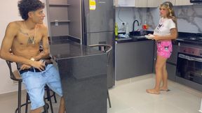 My Shy Stepsister Catches Me Masturbating in the Kitchen While She's Making Breakfast