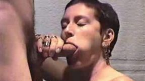 Busty short haired mature girl friend of my mom gives me a blowjob