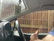 Outdoor cumming in car by cemetery. Public dogging wank and cumshot. Colour