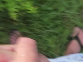 Peeing outside all moist from jumping on the trampoline with the pantyhose ???? My phone is waterproof