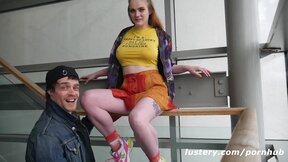 ”Amateur couple Carly & Cameron in stairway”