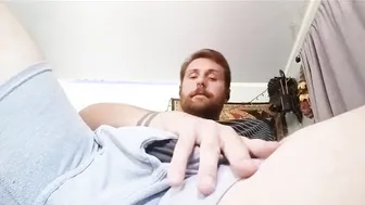 Dom teases and strokes his thick hard cock in solo session