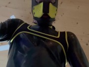 Rubber Pup Cumming on You POV