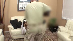 ”Trixie with Hijab showing petite body & fucking hardcore by Military”
