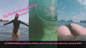 WMV COMPILATION by model Latina Goddess ocean siren dive mask underwater swimming 70053