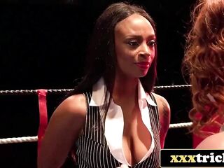 Teen Machine Overwhelmed by Breasty Mastix in Perspired Pro Wrestling Rencounter