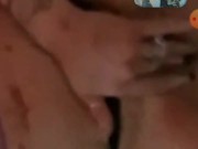 Mutual masturbation with hot Latino guy and pretty petite white girl cumming together over the phone