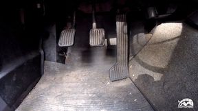 1418 (Pedals) - April Lee Bouncing in Her Black Dress & Pumps Cranking the Volvo