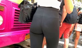 slim teen brunette booty black spandex