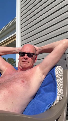 Naughty Daddy Jerks Outside With Neighbors Around