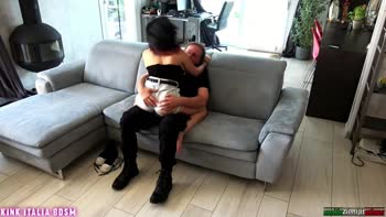Kinky Italian Maid Submits Foot-Worship & Handjob to Dominant Boss