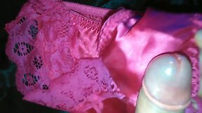 Pink satin pantie wank