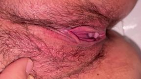 Chubby hairy wife pussy close up