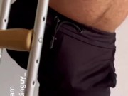 Amputee guy walking and showing his body