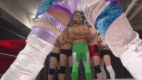 Curvy wrestler Tenrai Kou loses control in a wild gangbang match—her first time craving