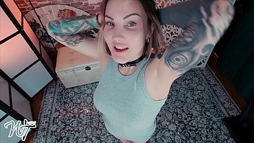 Girl next DOOR riding a monster dildo