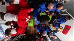 Cheerleader gangbanged by two football teams