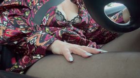 I Woke up Horny and Touched My Pussy Through Pantyhose in the Car in Public