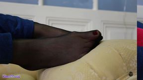 Black Stocking Tease - Slow Footplay in Sheer Nylons