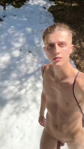 Risky Outdoor in the Forest - Walking, Posing &amp; Almost Getting Caught   Clip 1
