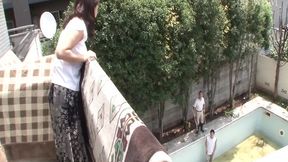 Japanese housewives gangbang two workers who came to clean their homes in the afternoon