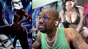 ebony storm trooper transgender twerking her ass while pre-cumming, ai generated