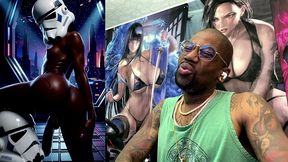 ebony storm trooper transgender twerking her ass while pre-cumming, ai generated