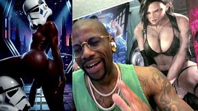 ebony storm trooper transgender twerking her ass while pre-cumming, ai generated