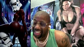ebony storm trooper transgender twerking her ass while pre-cumming, ai generated