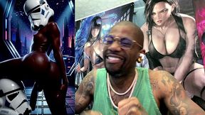 ebony storm trooper transgender twerking her ass while pre-cumming, ai generated