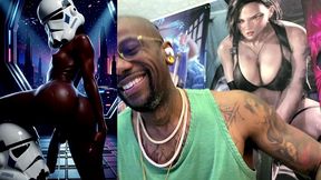ebony storm trooper transgender twerking her ass while pre-cumming, ai generated
