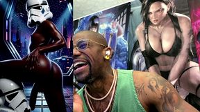 ebony storm trooper transgender twerking her ass while pre-cumming, ai generated