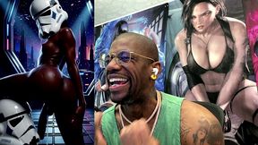 ebony storm trooper transgender twerking her ass while pre-cumming, ai generated
