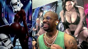 ebony storm trooper transgender twerking her ass while pre-cumming, ai generated