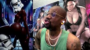 ebony storm trooper transgender twerking her ass while pre-cumming, ai generated