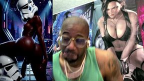 ebony storm trooper transgender twerking her ass while pre-cumming, ai generated