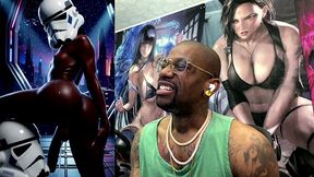 ebony storm trooper transgender twerking her ass while pre-cumming, ai generated