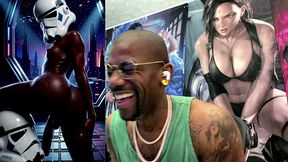 ebony storm trooper transgender twerking her ass while pre-cumming, ai generated