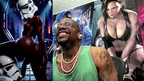 ebony storm trooper transgender twerking her ass while pre-cumming, ai generated