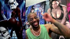 ebony storm trooper transgender twerking her ass while pre-cumming, ai generated
