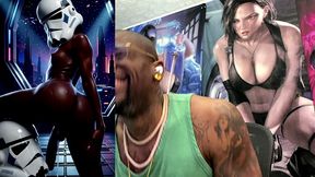 ebony storm trooper transgender twerking her ass while pre-cumming, ai generated
