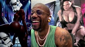 ebony storm trooper transgender twerking her ass while pre-cumming, ai generated